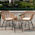 Tappio 3 Piece Outdoor Wicker Furniture Patio Bistro Set, PE Rattan ...