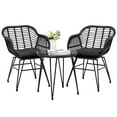 thumbnail image 1 of Tappio 3 Piece Outdoor Wicker Furniture Patio Bistro Set, PE Rattan Patio Chairs Set w/Table & Cushions, Modern Outdoor Patio Furniture for Porch Poolside Garden, Black/Black, 1 of 8
