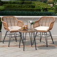 thumbnail image 1 of Tappio 3 Piece Outdoor Wicker Furniture Patio Bistro Set, PE Rattan Patio Chairs Set w/Table & Cushions, Modern Outdoor Patio Furniture for Porch Poolside Garden, Beige, 1 of 7