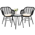 thumbnail image 1 of Tappio 3 Piece Outdoor Wicker Furniture Patio Bistro Set, PE Rattan Patio Chairs Set w/Table & Cushions, Modern Outdoor Patio Furniture for Porch Poolside Garden, Black/Beige, 1 of 8
