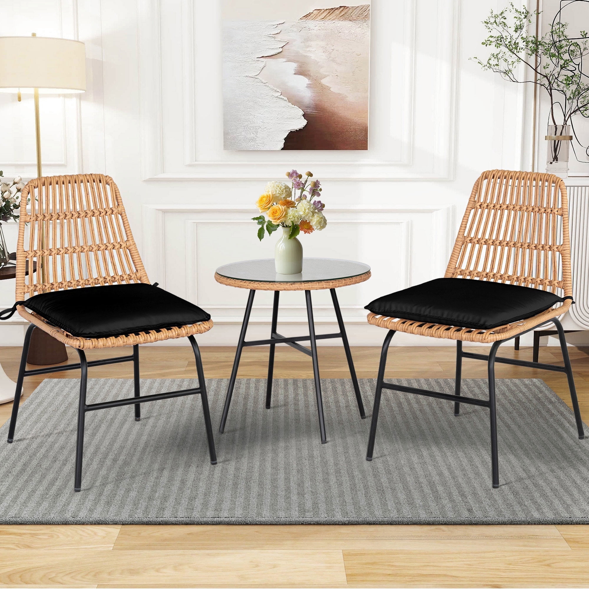 Tappio 3 Pieces Wicker Patio Chairs Furniture Set, Outdoor Bistro Set ...