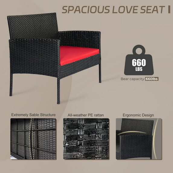 Tappio 4 Piece Patio Conversation Wicker Furniture Set