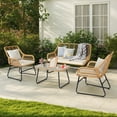 thumbnail image 1 of Tappio 4-Piece Rattan Patio Furniture Set, Outdoor Wicker Conversation Set with Tempered Glass Table, Beige, 1 of 8