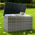 thumbnail image 1 of Tappio 200-Gallon Deck Box, Lockable Outdoor PE Rattan Storage Box with Hydraulic Rod and Waterproof Bag, Outdoor Container Deck Bin for for Pool Tools, Outdoor Equipments and Garden Tools, 1 of 9