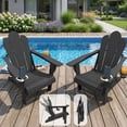 thumbnail image 1 of Tappio Folding Adirondack Chair Set of 2, All Weather HDPE Outdoor Patio Chairs with 3- Position Adjustable Backrest, Detachable Multifunctional Holders and Cup Holders, Fire Pit Chairs, Black, 1 of 8
