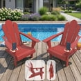 thumbnail image 1 of Tappio Folding Adirondack Chair Set of 2, All Weather HDPE Outdoor Patio Chairs with 3- Position Adjustable Backrest, Detachable Multifunctional Holders and Cup Holders, Fire Pit Chairs, Red, 1 of 8