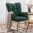 thumbnail image 1 of Tappio Nursery Rocking Chair Teddy Upholstered Glider Rocker Rocking Accent Chair Padded Seat with High Backrest Armchair Comfy Side Chair for Living Room Bedroom Offices, Green, 1 of 8