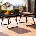 thumbnail image 1 of ﻿Tappio Foldable Ottoman Stools Set of 2, All Weather Wicker Footstool with Cushion and Non-Slip Pads, Outdoor Seating Footrest for Bedroom, Living Room, Porch, Balcony, Black, 1 of 7
