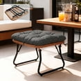 thumbnail image 1 of Tappio Foldable Ottoman Stool, All Weather Wicker Footstool with Cushion and Non-Slip Pads, Outdoor Seating Footrest for Bedroom, Living Room, Porch, Balcony, Gray, 1 of 7