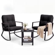 Tappio Outdoor Furniture 3 Piece Patio Bistro Furniture Set, Rattan Conversation Chairs Set with Side Table and Cushions, Patio Furniture Sets for Balcony Garde