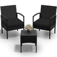 thumbnail image 1 of Tappio Outdoor Furniture 3 Piece Patio Bistro Furniture Set, Rattan Conversation Chairs Set with Side Table and Cushions, Patio Furniture Sets for Balcony Garden Porch, Black, 1 of 8