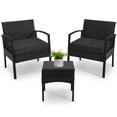 Tappio Outdoor Furniture 3 Piece Patio Bistro Furniture Set, Rattan Conversation Chairs Set with