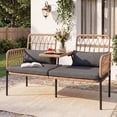 thumbnail image 1 of Tappio Outdoor Rattan Loveseat, Patio Rattan Conversation Set Seat Sofa Cushioned Loveseat Table Chairs with Built-in Coffee Table, Gray, 1 of 8