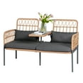 Tappio Outdoor Rattan Loveseat, Patio Rattan Conversation Set Seat Sofa