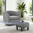thumbnail image 1 of Tappio Swivel Accent Chair with Ottoman, 360 Swivel Velvet Barrel Chair Modern Armchair Sofa, Upholstered Reading Chair with Footrest for Living Room Bedroom Study Room, Gray, 1 of 8