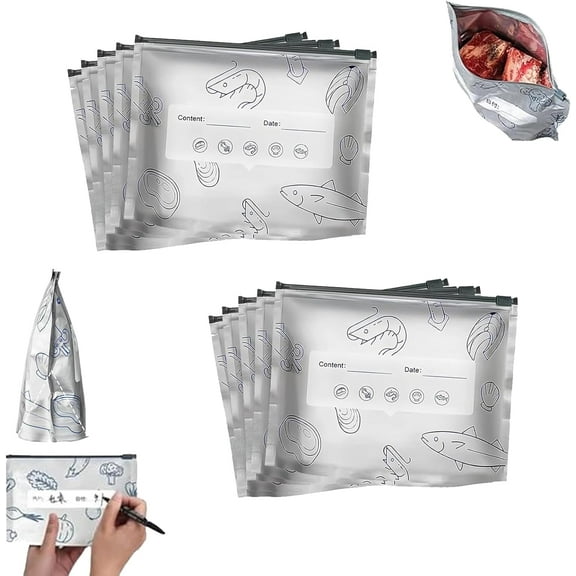 Taprinferior Reusable Aluminum Foil Sealable Storage Bags, Upgrade Aluminum Foil Freezer Bag, Vacuum Zipper Pouches for Food, Stand up Foils Sealable Bags, For Food Storage and Freezable