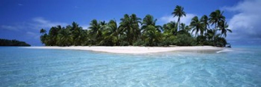 Tapuaetai Motu from the Lagoon Aitutaki Cook Islands Canvas Art - Panoramic Images (18 x 6)
