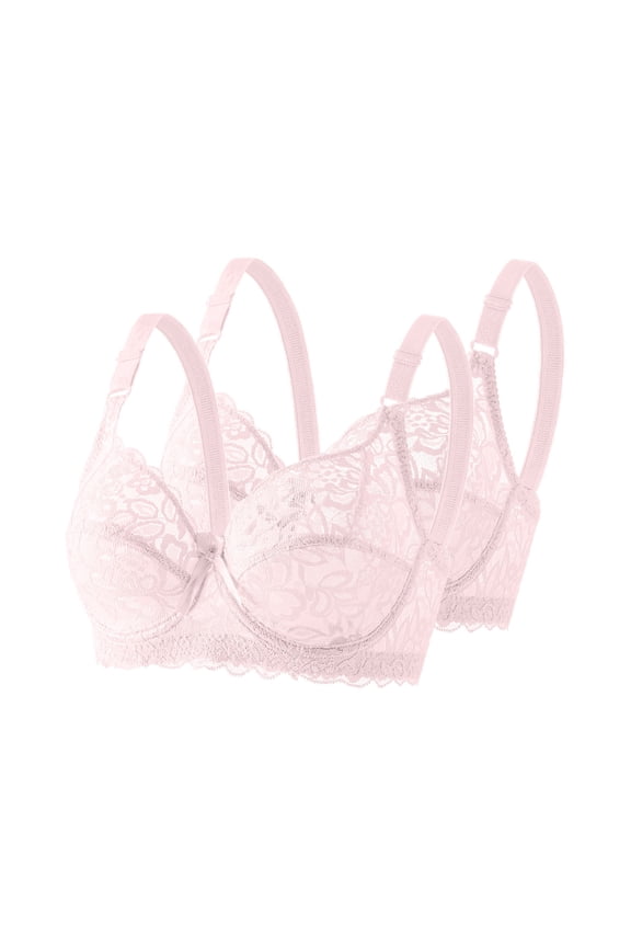 2 PC Bras for Women Floral Lace Bralettes Deep V Sexy Bras Bralette Unlined Underwire Bra Women Everyday Bras