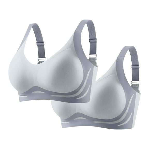 Taqqpue 2 PC Women Bras Color Block No Underwire Full Coverage Bralette Push Up Seamless Smoothing Comfortable T shirt Bra for Women