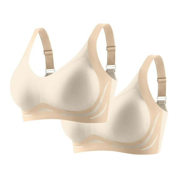 Taqqpue 2 PC Women Bras Color Block No Underwire Full Coverage Bralette Push Up Seamless Smoothing Comfortable T shirt Bra for Women