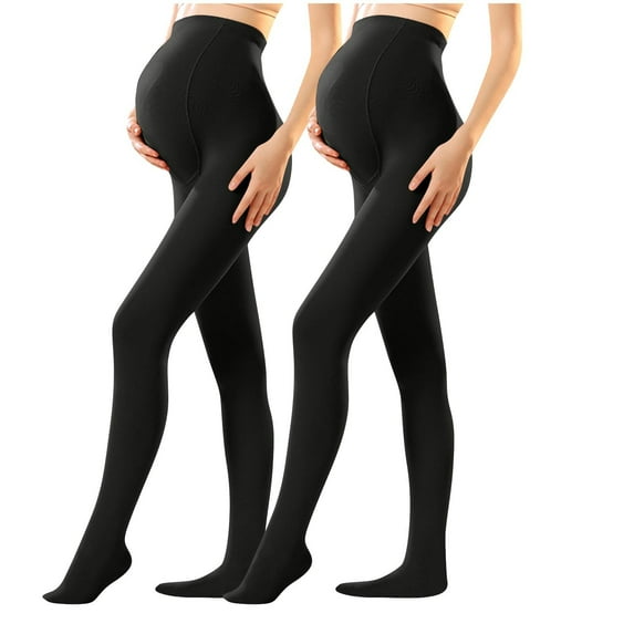Taqqpue 2 PC Women Maternity Fleece Lined Leggings Thermal Warm Over the Belly Pregnancy Pants Fall Winter Adjustable Waistband Bottom Pants for Women