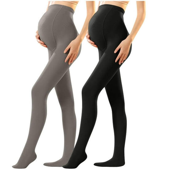 Taqqpue 2 PC Women Maternity Fleece Lined Leggings Thermal Warm Over the Belly Pregnancy Pants Fall Winter Adjustable Waistband Bottom Pants for Women