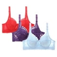 thumbnail image 1 of Taqqpue 2 PC Womens Bras Solid Color V Neck Lace Underwire Bras Basic Seamless Everyday Bra Push Up Bralette for Women, 1 of 2