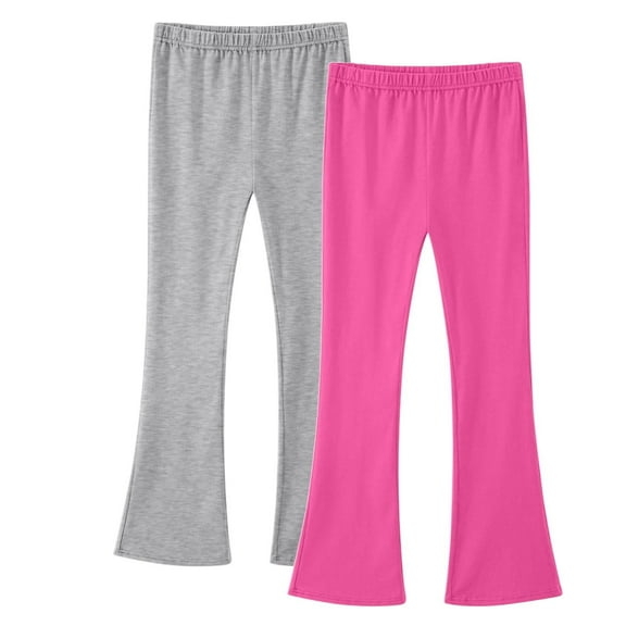 Taqqpue 2 Pack Girl Flare Leggings Bell Bottom Pants Mid Waist Soft Stretch Casual Pants for Kids Teen Girl School 3-14 Years