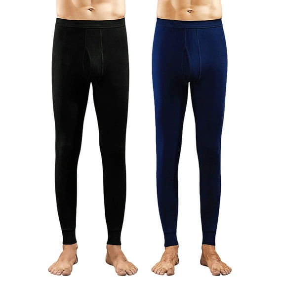 Taqqpue 2 Pack Long Johns for Men,Casual Solid Color Thermal Long Underwear Mens Leggings Thermal Pants Men Cold Weather Bottoms