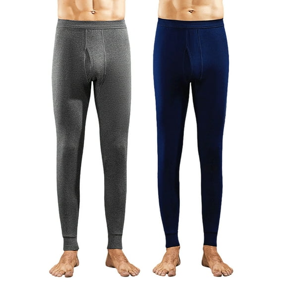 Taqqpue 2 Pack Long Johns for Men,Casual Solid Color Thermal Underwear for Men Long Underwear Mens Leggings Thermal Pants Men Cold Weather Bottoms