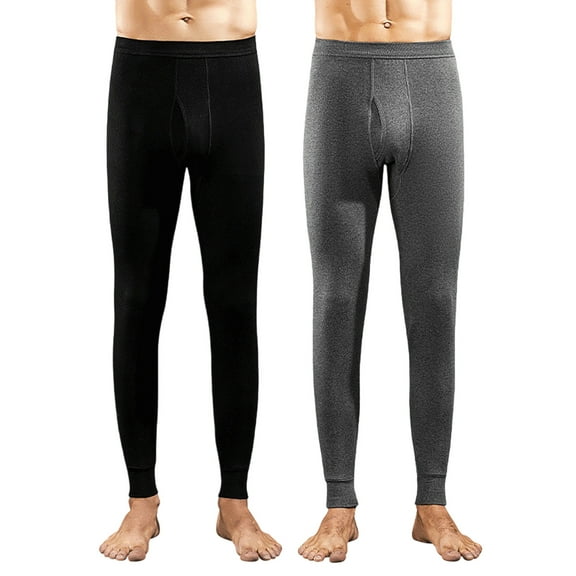 Taqqpue 2 Pack Long Johns for Men,Casual Solid Color Thermal Underwear for Men Long Underwear Mens Leggings Thermal Pants Men Cold Weather Bottoms