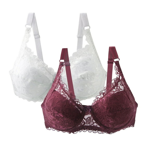 Taqqpue 2-Pack Plus Size Bras for Women Push Up Bra Comfort Padded No Underwire Bralette Floral Lace Full Coverage Sport Everyday Bra S-5XL