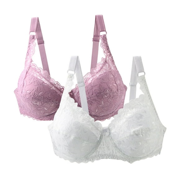 Taqqpue 2-Pack Plus Size Bras for Women Push Up Bra Comfort Padded No Underwire Bralette Floral Lace Full Coverage Sport Everyday Bra S-5XL