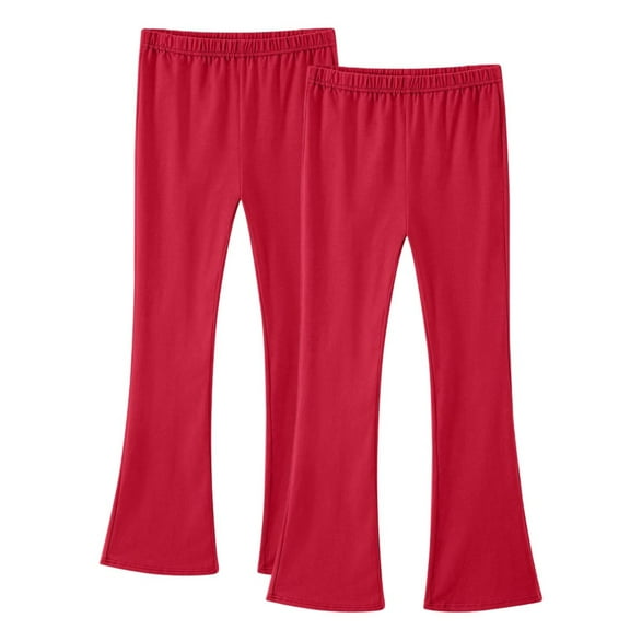 Taqqpue 2 Packs Girls Yoga Leggings Kids High Waist Bell Bottom Pants Casual Solid Color Cotton Flare Leggings for Teen Girls 3-14Y
