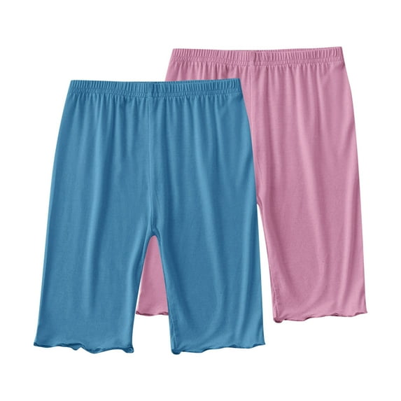 Taqqpue 2 Packs Summer Shorts for Girls Under Dress Dance Shorts Solid Color High Waisted Yoga Shorts Casual Tummy Control Workout Athletic Running Bike Shorts Shorts for Kids 2-13Y