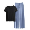 thumbnail image 1 of Taqqpue 2 Piece Lounge Sets for Women Summer 2025 Sleepwear Cotton Modal Soft Crew Neck Short Sleeve T-Shirt and Long Pants Set Loungwear, 1 of 3