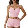 thumbnail image 1 of Taqqpue 2 Piece Pajama Sets For Women Lounge Wear Matching Two Piece Pajama Fashion Spaghetti Strap Crop Shirts and Shorts Lounge Set 2025, 1 of 7