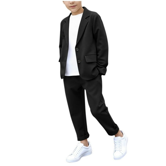 Taqqpue 2Pcs Boys Suit for Kids Tuxedo Wedding Ring Bearer Outfit Boy Formal Suits Dresswear Suit Set (3-14Y)