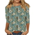 thumbnail image 1 of Taqqpue 3/4 Lenght Sleeve Womens Tops Fall and Spring Floral Printed Crew Neck T Shirts Dressy Casual Blouses Tops, 1 of 5