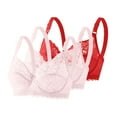 thumbnail image 1 of Taqqpue 3 PC Bras for Women Solid Color Floral Lace Deep V Bras Bralette Unlined Comfort Underwire Bras Women Everyday Bras, 1 of 4