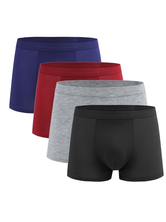 4 Pack Mens Trunks Underwear Soft Breathable Boxer Briefs Super Fit Underwear Stretch Comfort Support Pouch Underwear Moisture-Wicking Lightweight Underpants