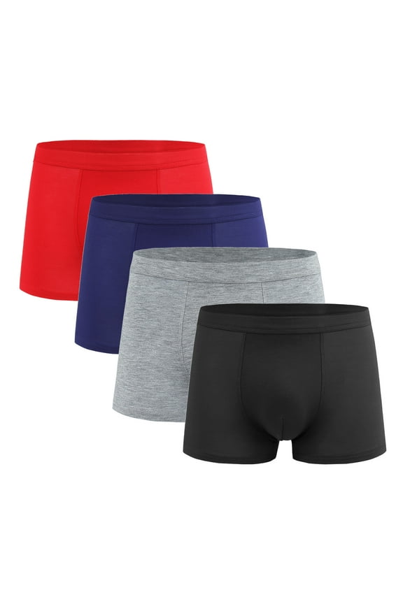 4 Pack Mens Trunks Underwear Soft Breathable Boxer Briefs Super Fit Underwear Stretch Comfort Support Pouch Underwear Moisture-Wicking Lightweight Underpants
