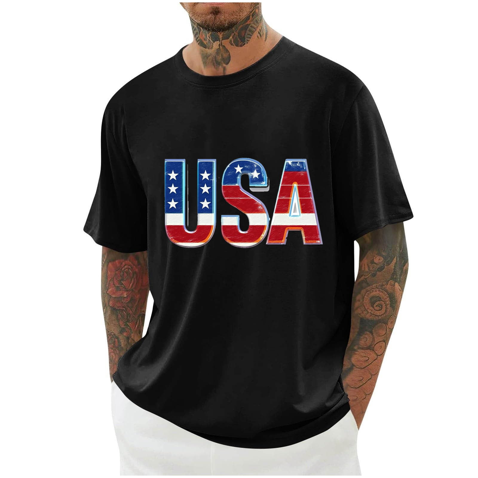 Taqqpue 4th of July Shirts for Men American Flag Short Sleeve Patriotic ...