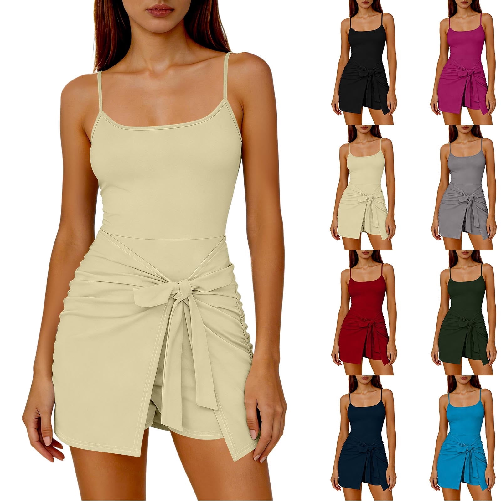 Graduation Rompers Taqqpue Athletic Dress for Women Mini U Neck Sleeveless Built in Shorts ...