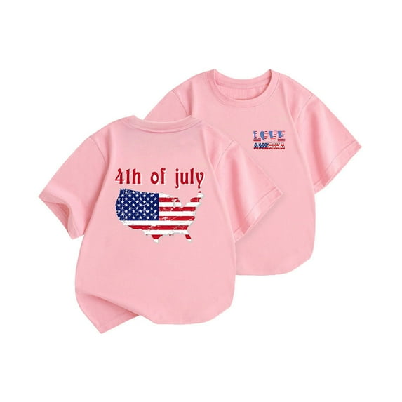 Taqqpue Baby Boys Girls 4th of July Shirt American Flag T-Shirts for Kids Toddler Cotton Summer Short Sleeve Crewneck Tops Patriotic Tee Tops Independence Day Outfit 1-12 Years