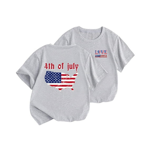 Taqqpue Baby Boys Girls 4th of July Shirt American Flag T-Shirts for Kids Toddler Cotton Summer Short Sleeve Crewneck Tops Patriotic Tee Tops Independence Day Outfit 1-12 Years