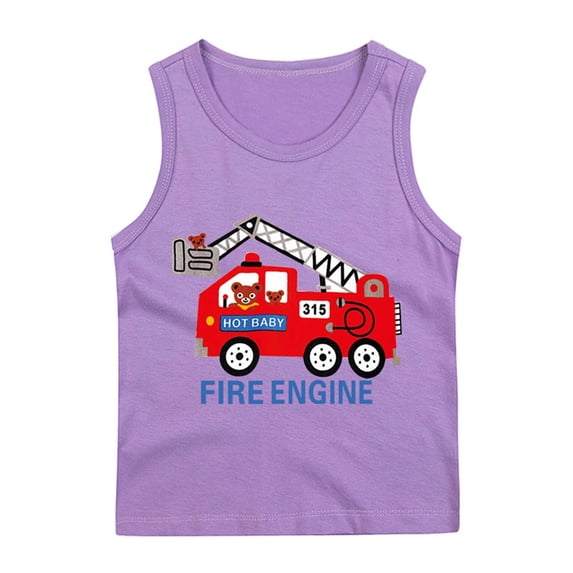 Taqqpue Baby Toddler Boys Tank Tops Kids Cotton Cartoon Print Sleeveless Vest Summer Sports Tees Unisex T-Shirt Fashion Daily Playwear Tshirt Tops 1-12Y