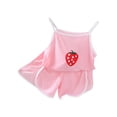 thumbnail image 1 of Taqqpue Baby Toddler Girls Summer Outfits Clothes 2 Piece Kids Spaghetti Strap StrawBerry Printed Cute Casual Top and Loose Shorts (0-8 Year), 1 of 8