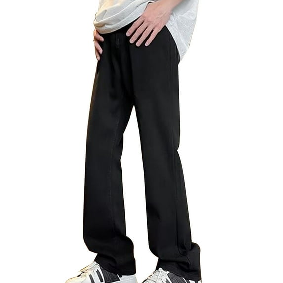 Taqqpue Baggy Jeans for Men Solid Color Y2k Casual Loose Denim Pants Straight Wide Leg Work Office Streetwear Cargo Pants with Pockets