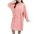 thumbnail image 1 of Taqqpue Bathrobe for Womens Casual Solid Color Thickened Long Sleeve Flannel Fleece Robes Absorbent Bandage Bathrobe Robes Winter Warm Housecoat Nightgown Sleepwear Pajamas, 1 of 9